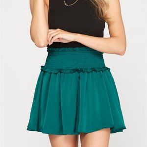 She + Sky Emerald Satin Skort